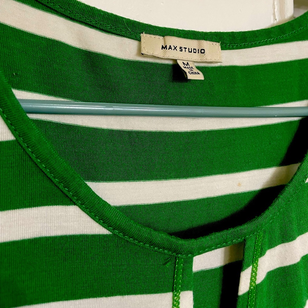 Max Studio Green & White Striped Sleeveless Dress - Size M